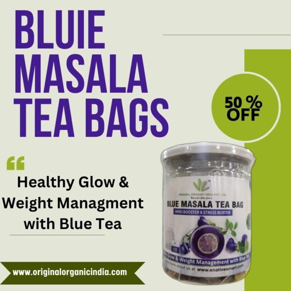 Blue Masala Tea Bag | Loaded with Nutrients, 25 Blue Masala Tea Bags | Original Organic India